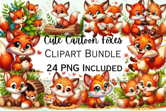 Download Cute Cartoon Foxes Clipart - Foxes Collection