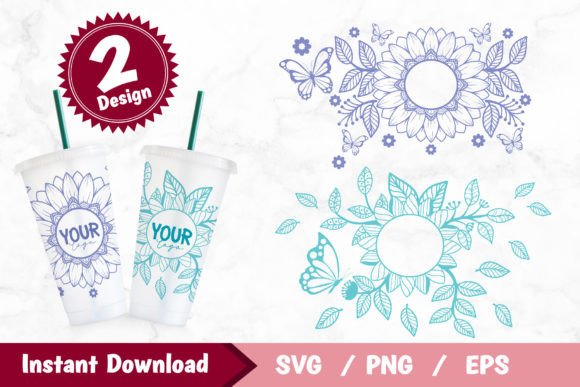 Download Mandala Sunflower Full Wrap Cold Cup - Mandala sunflower Collection