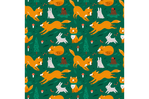 Download Cute Foxes and Bunnies Seamless Pattern. - Foxes Collection