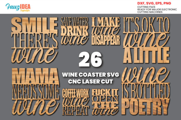 Download 26 Wine Coasters CNC Laser Cut Template - Cnc laser Collection